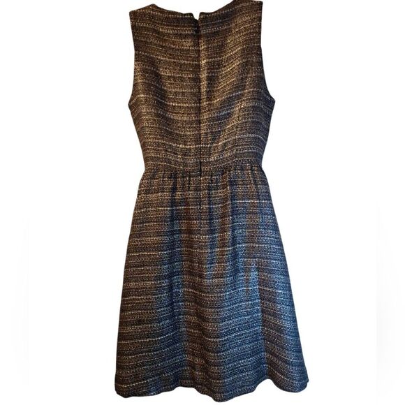 Moulinette Soeurs Brown Glissade shimmer metalic tweed fit and flare dress 8 - Picture 5 of 9
